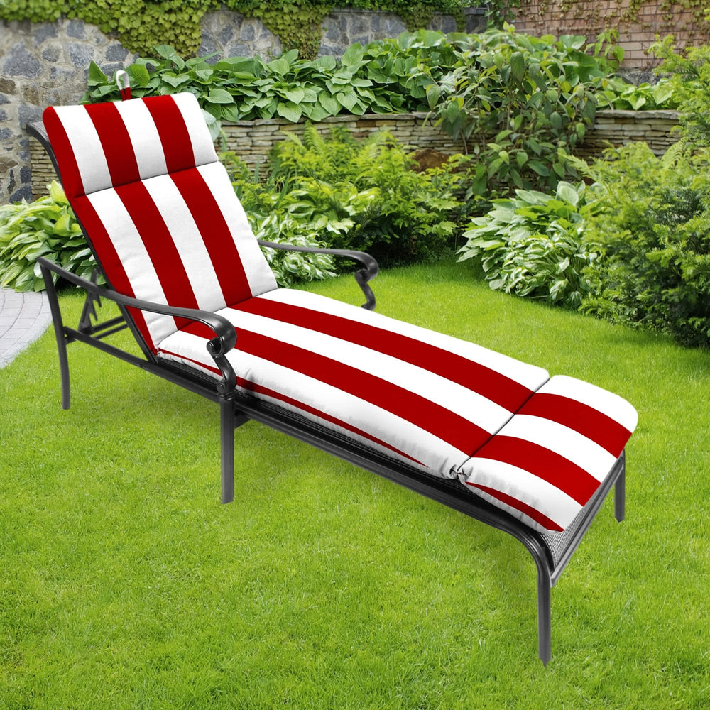 Lounge Cushion Red Striped Casual Polyester Water Resistant - Diamond Home USA