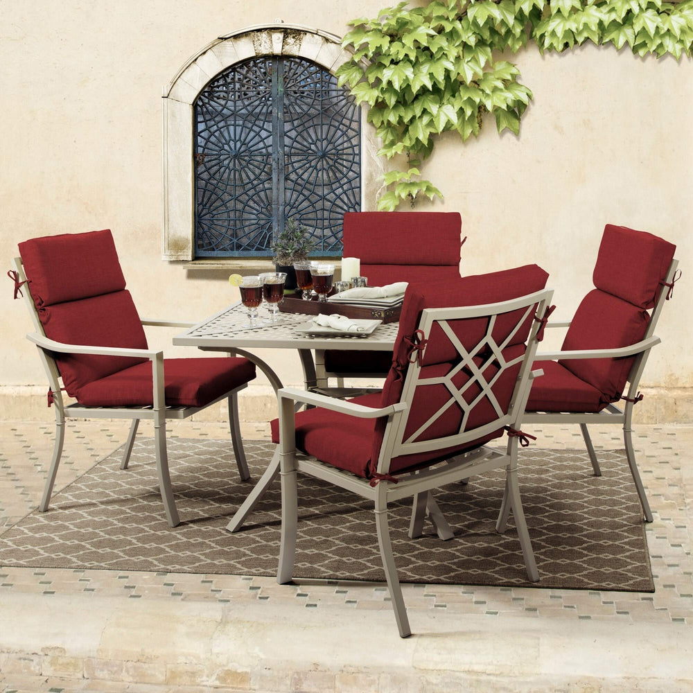 Ruby Outdoor Chair Cushion Red Solid Traditional Polyester Uv Resistant - Diamond Home USA