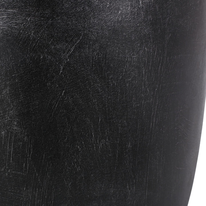 Outdoor Lightweight Concrete Side Table Black Modern Contemporary Round Water - Diamond Home USA