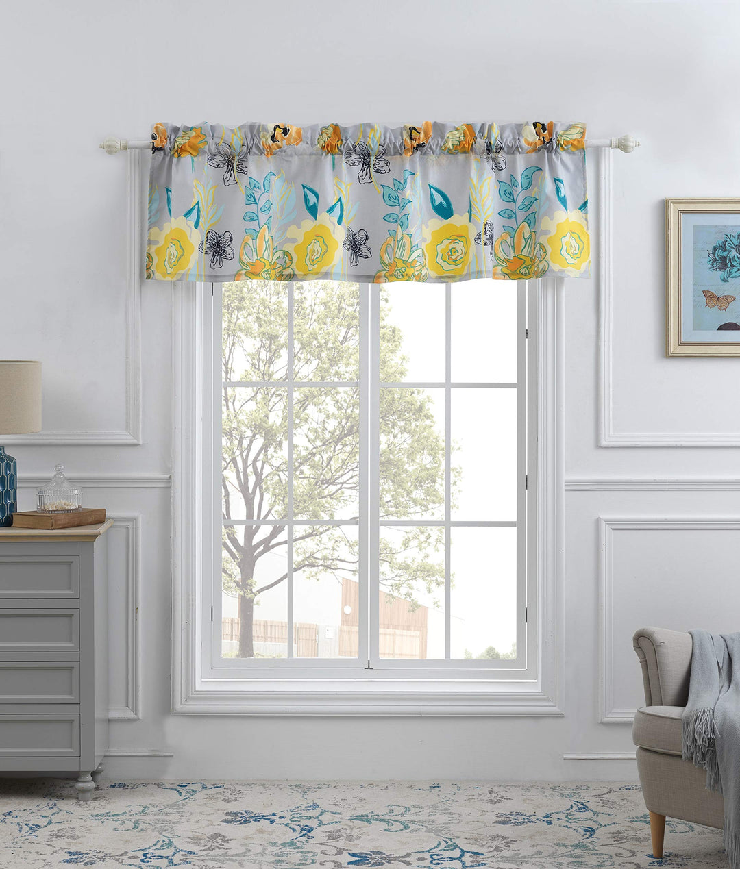 Greenland Home Watercolor Dream Window Treatment 84x19 inches Gray Grey - Diamond Home USA