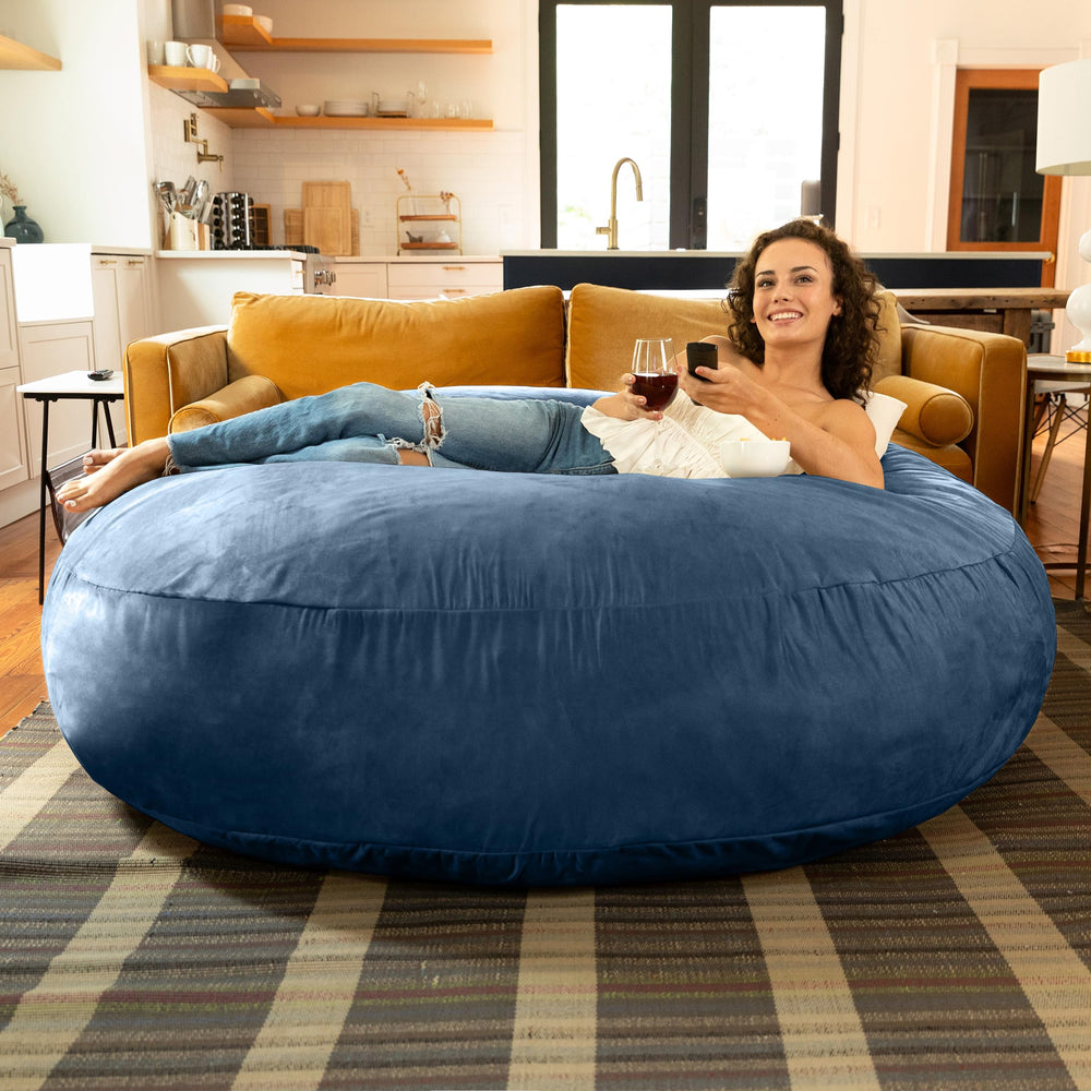 Jaxx 6 Foot Cocoon Large Bean Bag Chair for Adults Microsuede Navy - Diamond Home USA