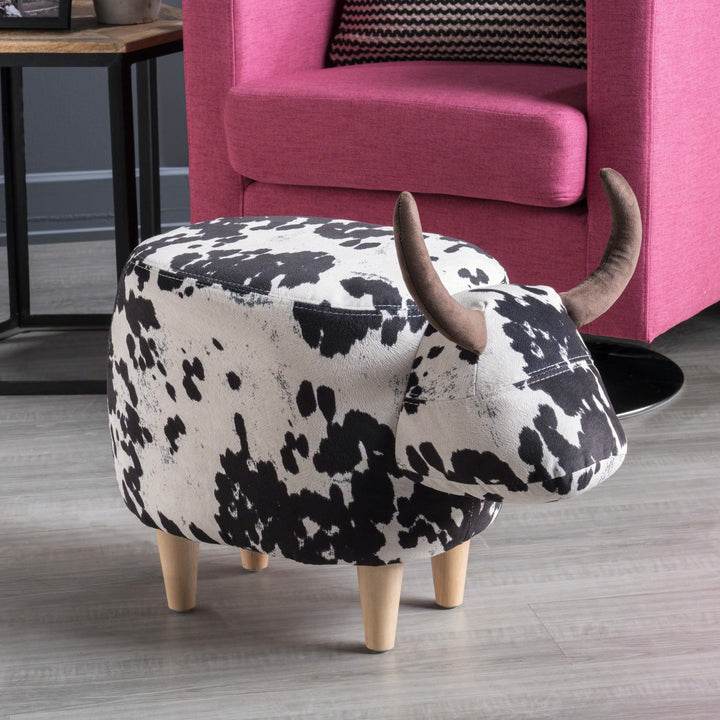 Christopher Knight Home Bessie Patterned Velvet Ottoman Black And White White/Black