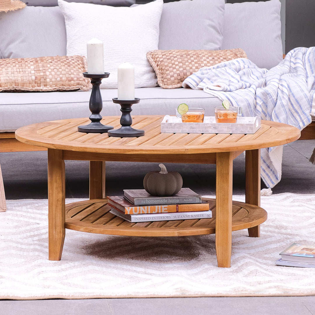 Cambridge Casual Arie Wood Patio Coffee Table 40-Inch 40 Inch/Natural Teak - Diamond Home USA