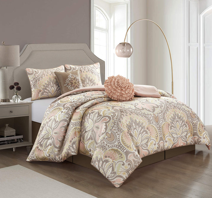 Stratford Park Halsey 6-Piece Comforter Set Queen Blush Pink Blush - Queen