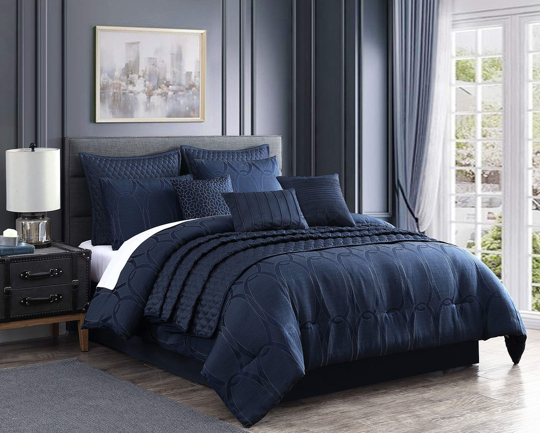 Riverbrook Home 100% Polyester Comforter Set Queen Destiny - Dark Blue 10 Blue - Queen