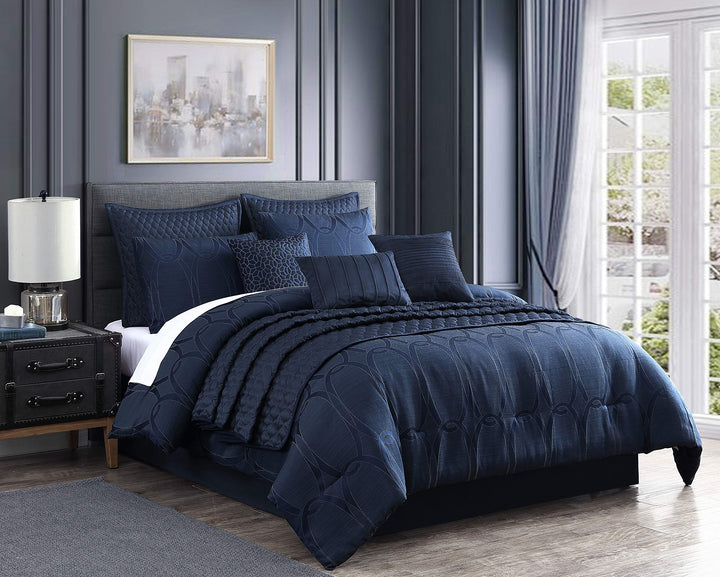 Riverbrook Home 100% Polyester Comforter Set Queen Destiny - Dark Blue 10 Blue - Queen
