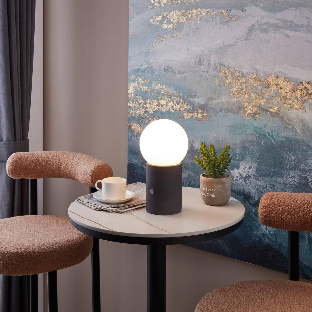 Cement Led Table Lamp Brass Grey Mid-Century Modern Energy Efficient