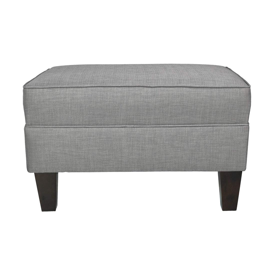 MJL Furniture Parker Fabric Upholstered Square Welted Ottoman Grey