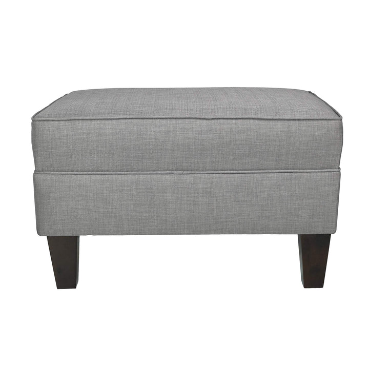 MJL Furniture Parker Fabric Upholstered Square Welted Ottoman Grey