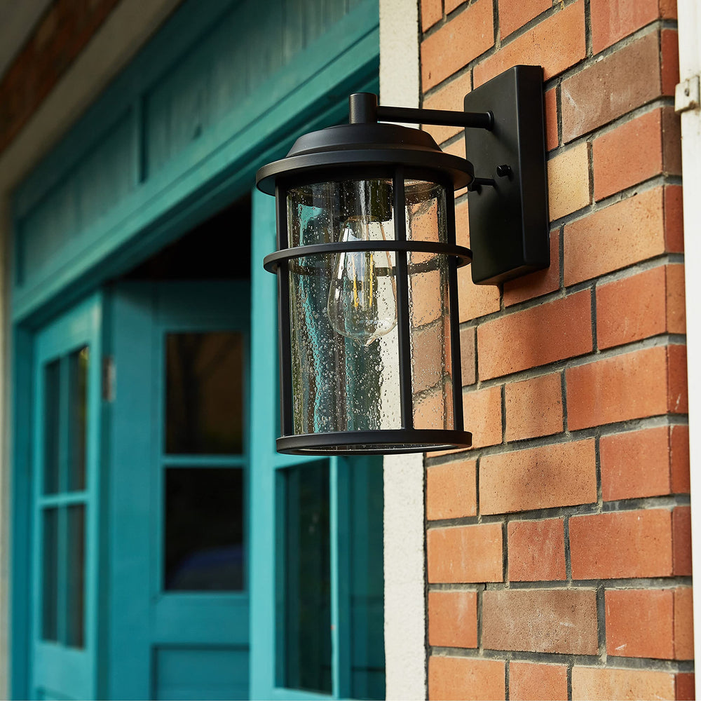 1 Light Black Coastal Barn Dome Outdoor Wall Lantern Clear Glass Modern - Diamond Home USA
