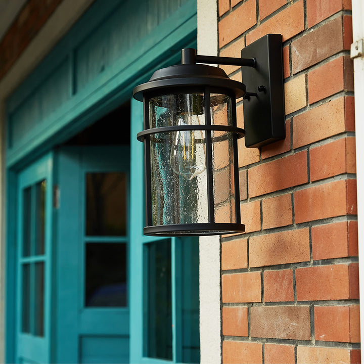1 Light Black Coastal Barn Dome Outdoor Wall Lantern Clear Glass Modern - Diamond Home USA