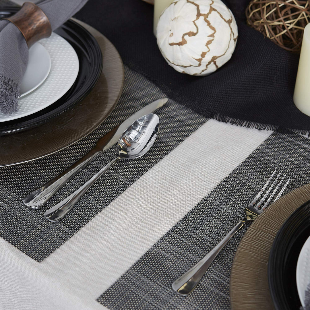 CC Home Furnishings Set of 6 Charcoal Gray and Black Tweed Rectangular Placemats - Diamond Home USA