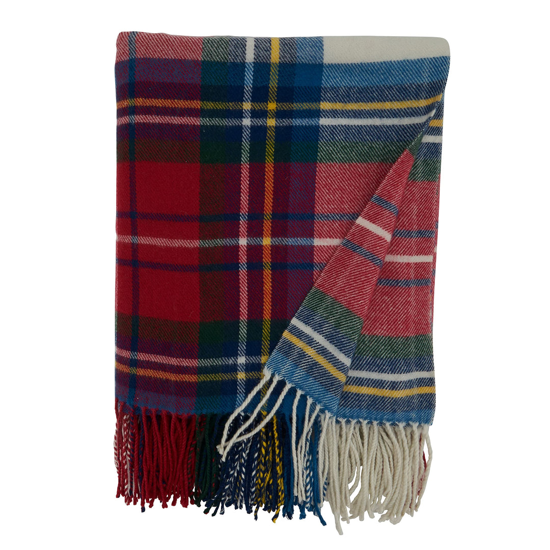 Casual Throw Blanket with Plaid Design Red Country Acrylic - Diamond Home USA