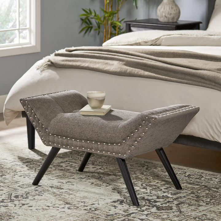 Christopher Knight Home Rosalynn Tufted Fabric Ottoman / Bench Almond