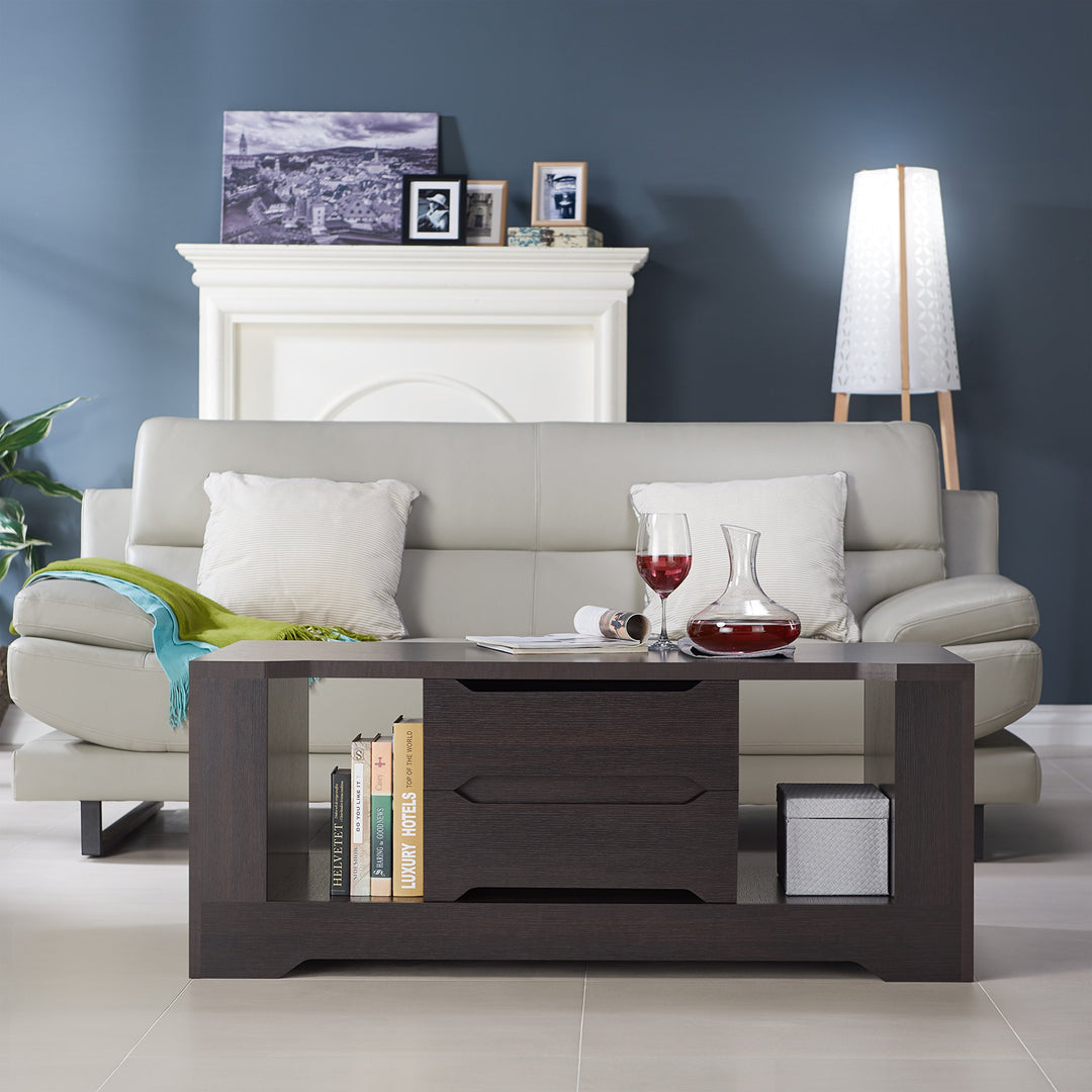 Furniture of America Schuber Contemporary Wood Coffee Table with 2-Drawer - Diamond Home USA