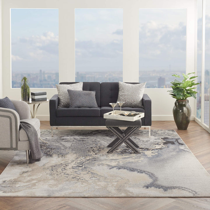 Nourison Maxell Grey 7'10" x 10'6" Area -Rug Abstract Contemporary Bed Room 7'10" x 10'6" - Grey
