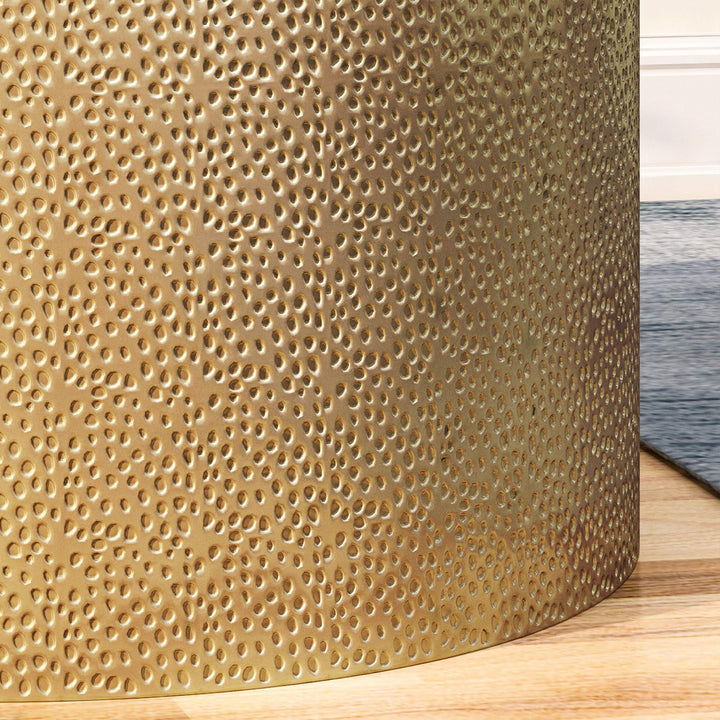 Christopher Knight Home Rache Modern Round Coffee Table with Hammered Iron Gold - Diamond Home USA