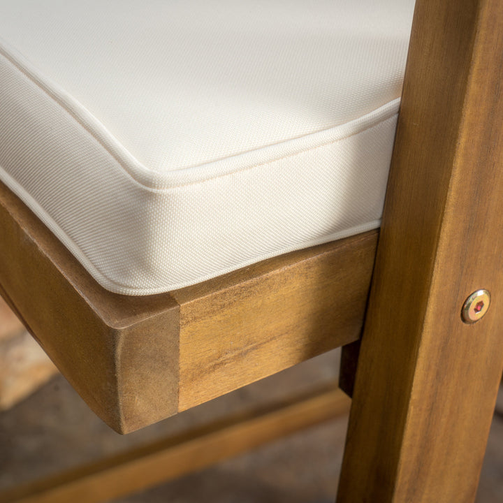 Christopher Knight Home Hermosa Acacia Wood Outdoor Barstools 4-Pcs Set Teak Brown+Cream - Diamond Home USA