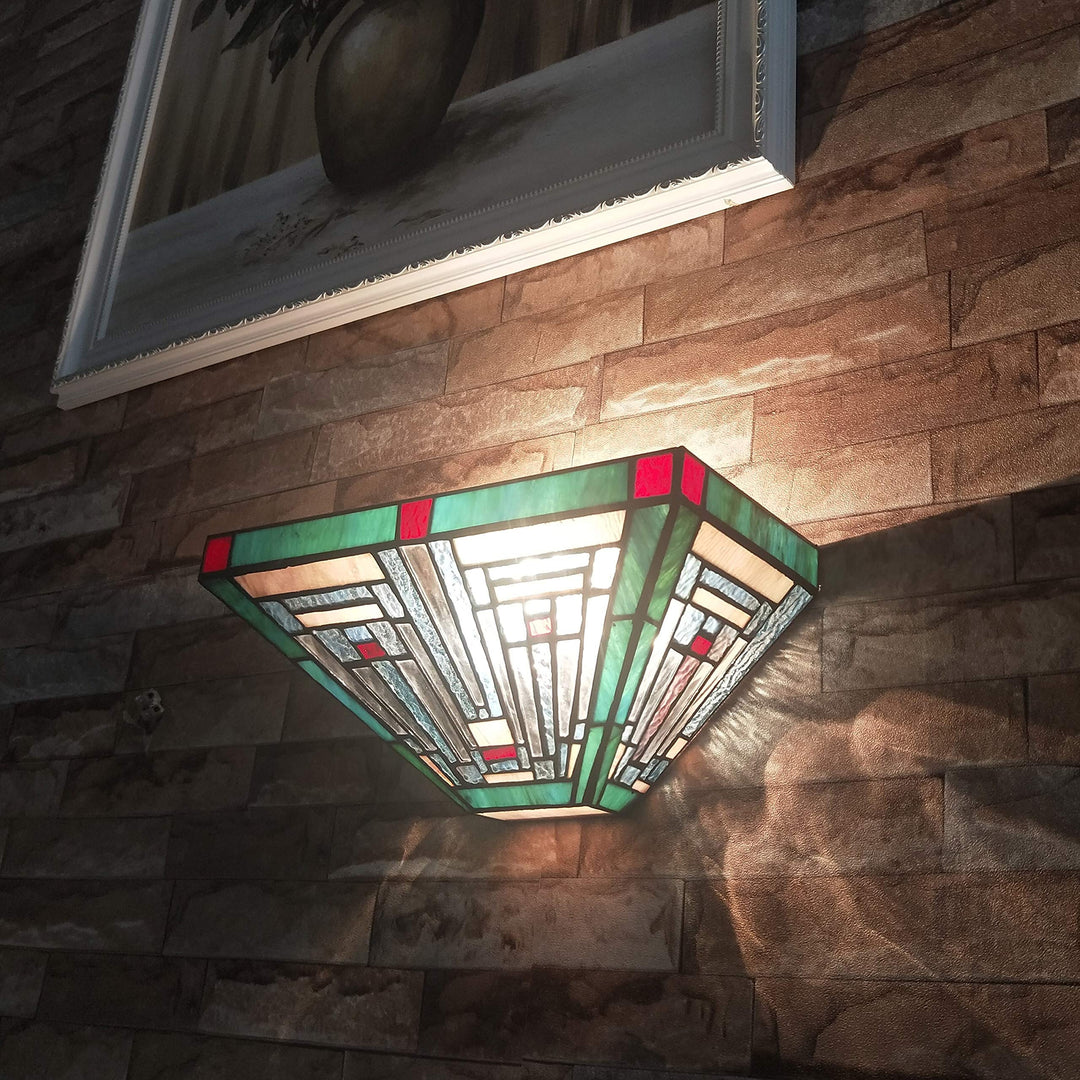 1-Light Mission-Style Stained Glass Wall Sconce Multi Color Mission Craftsman - Diamond Home USA