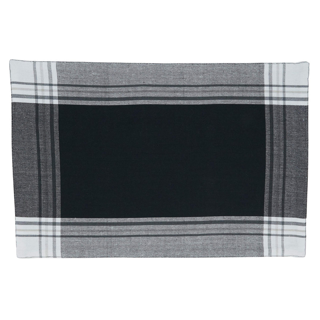 Striped Border Design Placemats (Set of 4) Black Oblong Cotton - Diamond Home USA