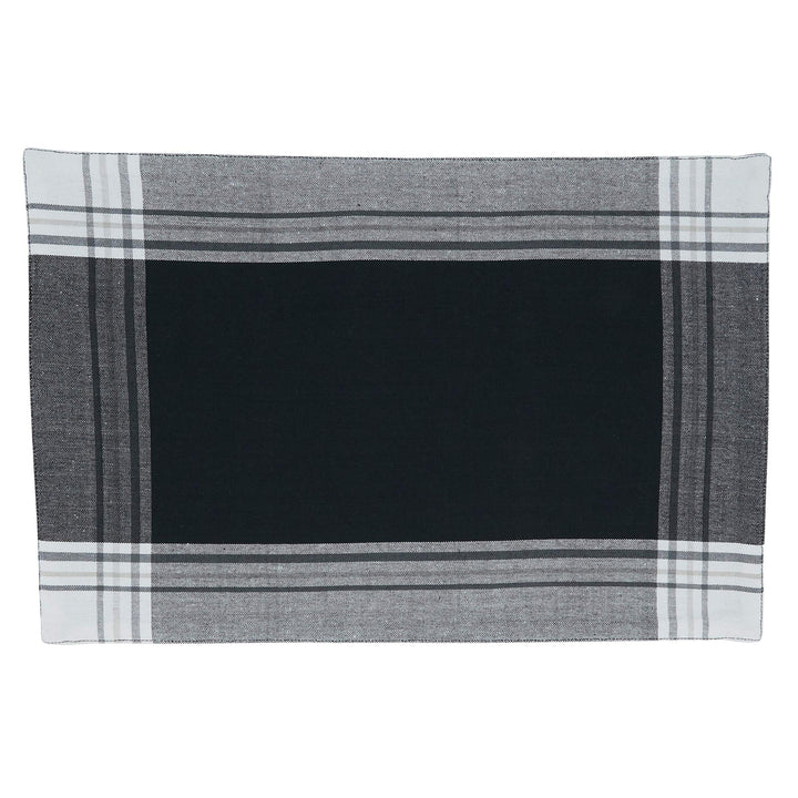 Striped Border Design Placemats (Set of 4) Black Oblong Cotton - Diamond Home USA