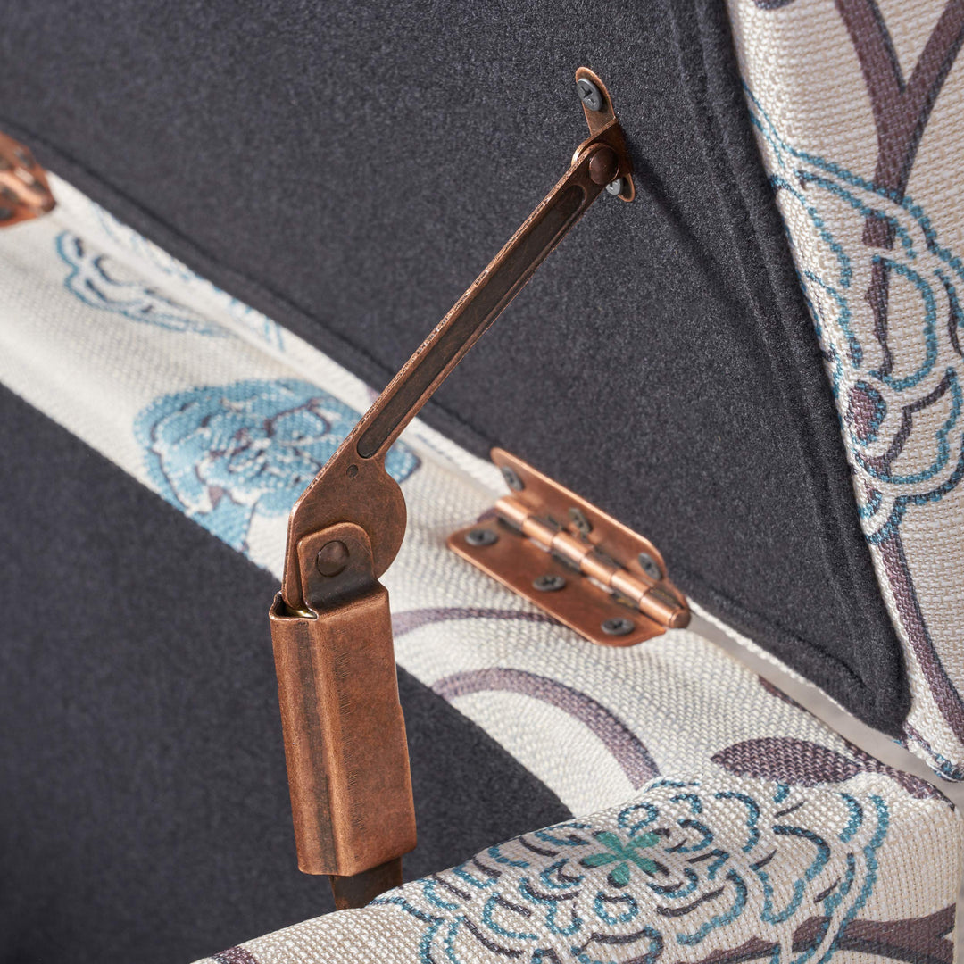 Christopher Knight Home Breanna Fabric Storage Ottoman White And Blue Floral - Diamond Home USA