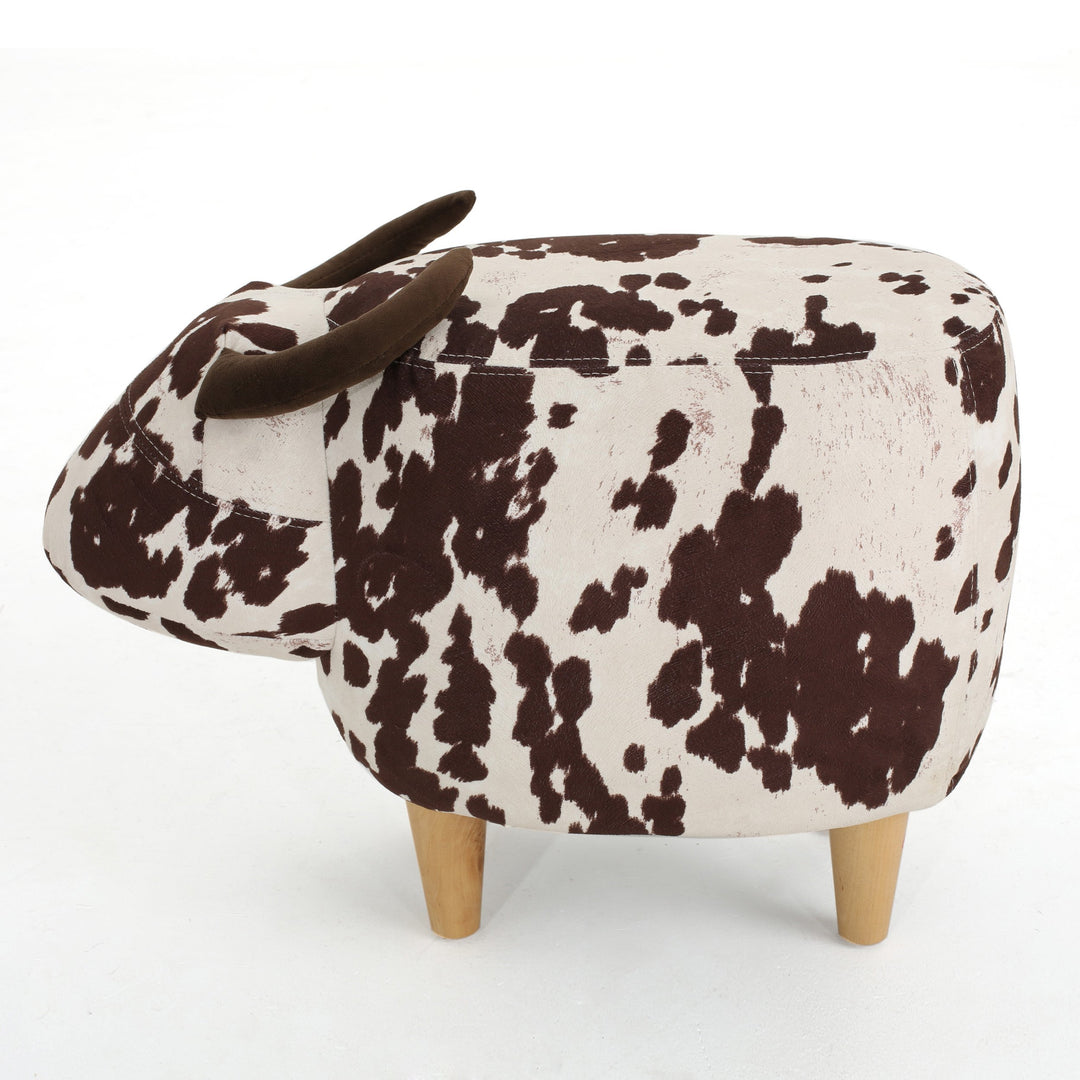 Christopher Knight Home Bessie Patterned Velvet Cow Ottoman Milk Cow / White