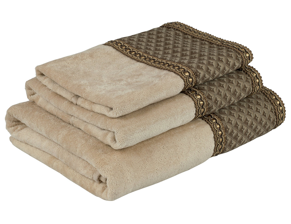 Sherry Kline Amore Wheat 3-Piece Embellished Towel Set - Diamond Home USA