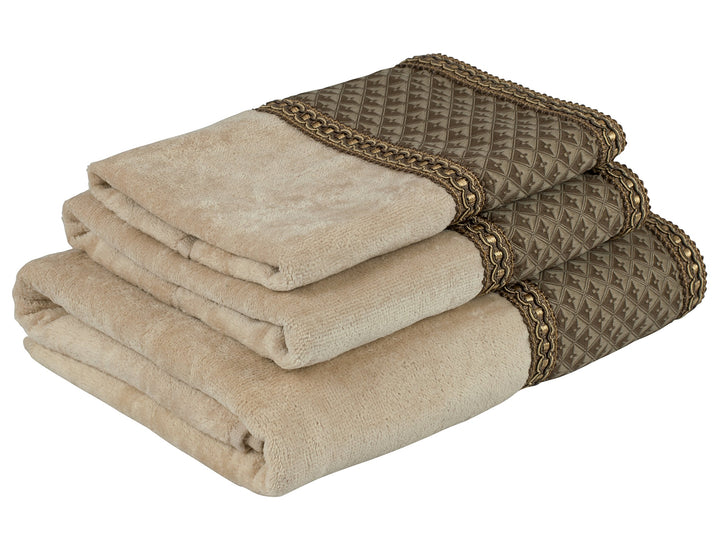 Sherry Kline Amore Wheat 3-Piece Embellished Towel Set - Diamond Home USA