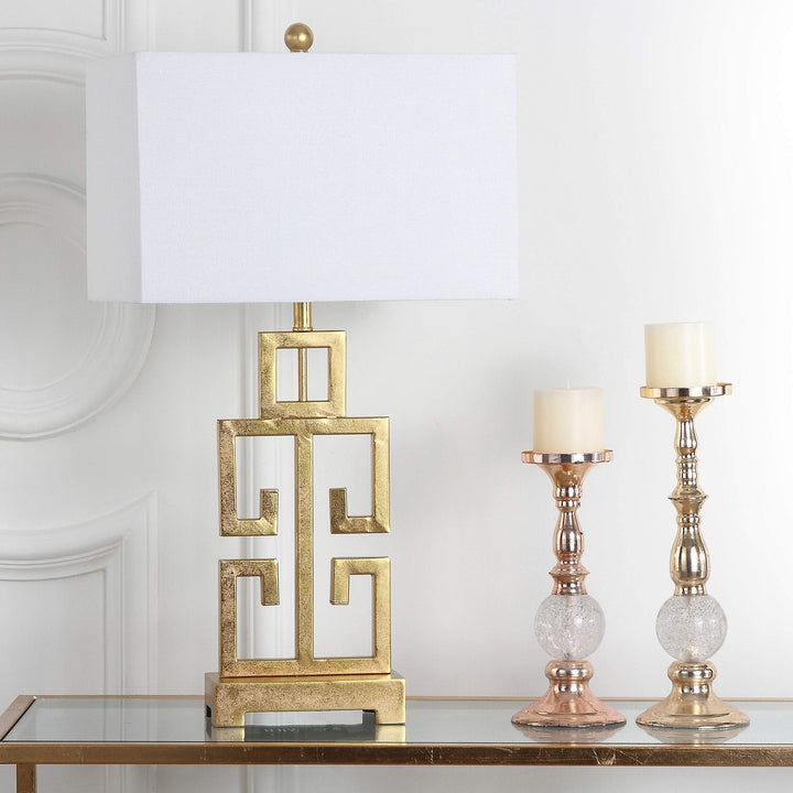 Lighting 28.75-inch Greek Key Antiqued Gold Table Lamp (Set of 2) - 16" X 9" 29" - Diamond Home USA