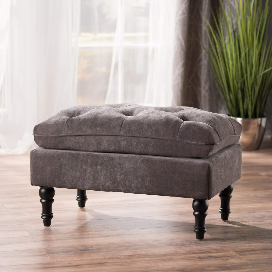 Christopher Knight Home Jeremy Tufted Fabric Ottoman Grey - Diamond Home USA