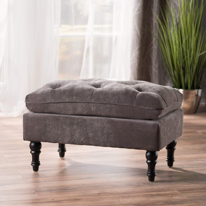 Christopher Knight Home Jeremy Tufted Fabric Ottoman Grey - Diamond Home USA
