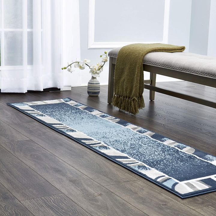 Home Dynamix Lyndhurst Rotana Modern Area Rug Contemporary Blue/Gray/Ivory 1'9"x7'2" - Blue/Gray