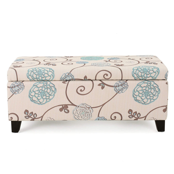 Contemporary Fabric Upholstered Storage Ottoman by Blue White Solid Casual - Diamond Home USA