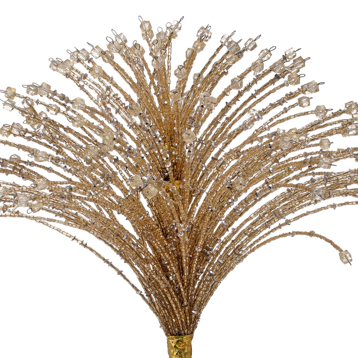 13" Glass Beads Tree Topper Gold Polyester - Diamond Home USA