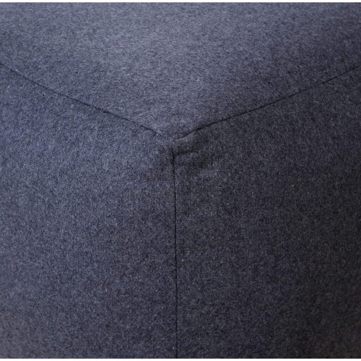 Dark Grey Square Designer Pouf Ottoman Solid Color Bohemian Eclectic Cotton - Diamond Home USA