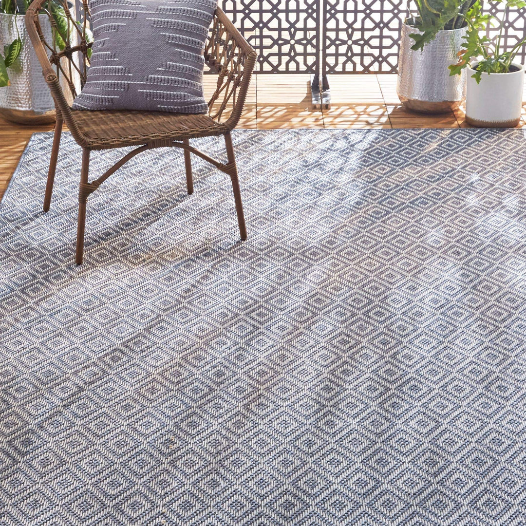 Home Dynamix Tripoli Lydia Indoor/Outdoor Area Rug 7'10"x10'2" Modern Navy Blue 7'10"x10'2" - Denim/Cream