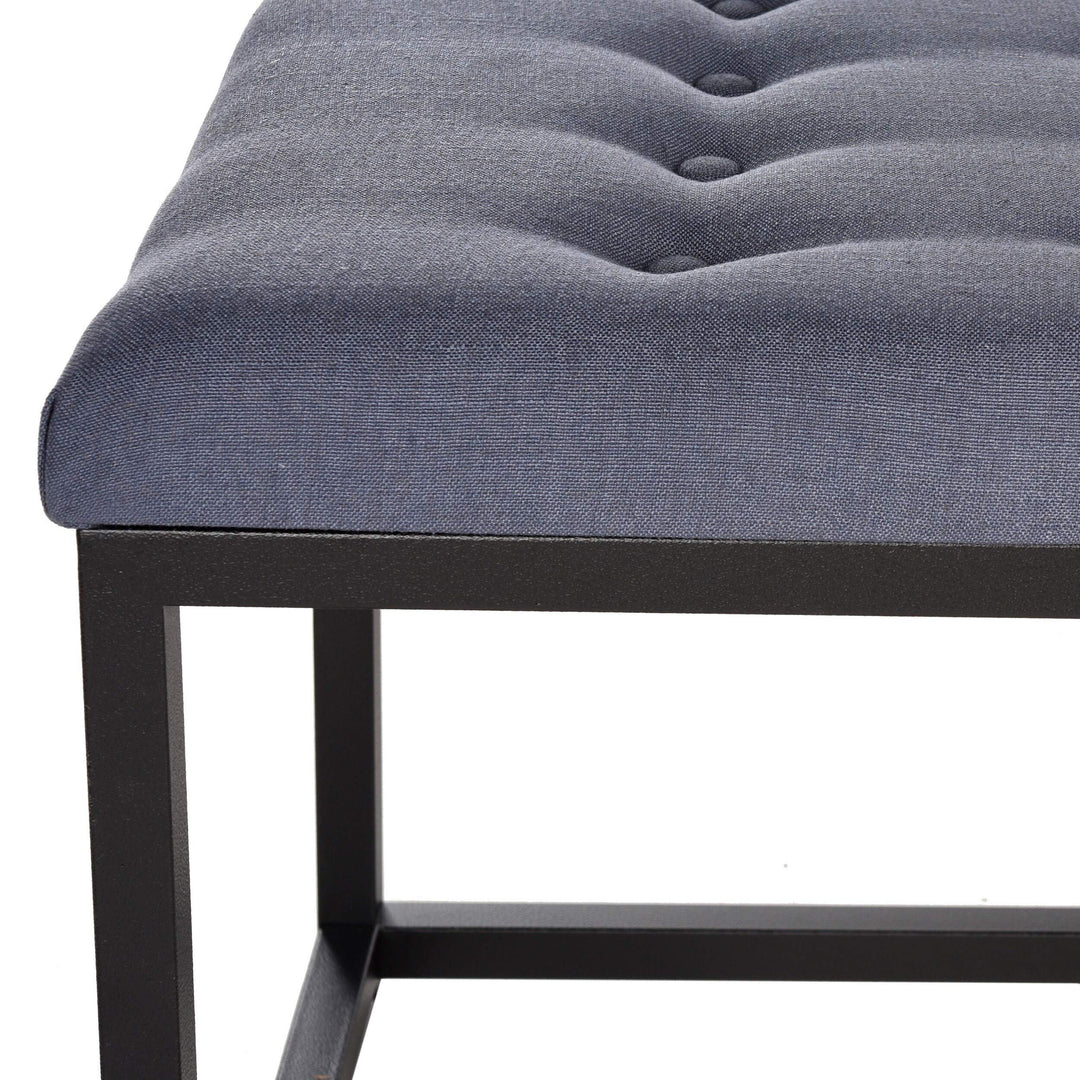 Navy/Black Bench - 48" X 18" 19" Blue Solid Transitional Fabric Wood Tufted - Diamond Home USA