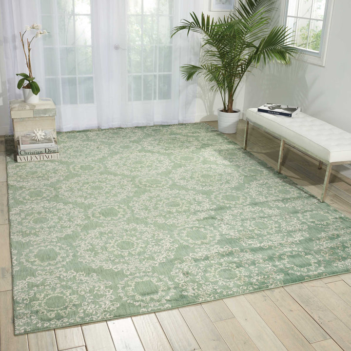 Nourison Tranquility Light Green Rectangle Area Rug 3-Feet Inches by 5-Feet 3'9" x 5'9" - Green