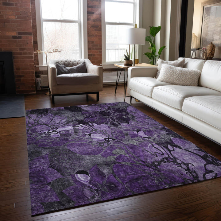 Addison Rugs Chantille ACN558 Purple 8' x 10 Indoor Outdoor Area Rug Stain - Diamond Home USA