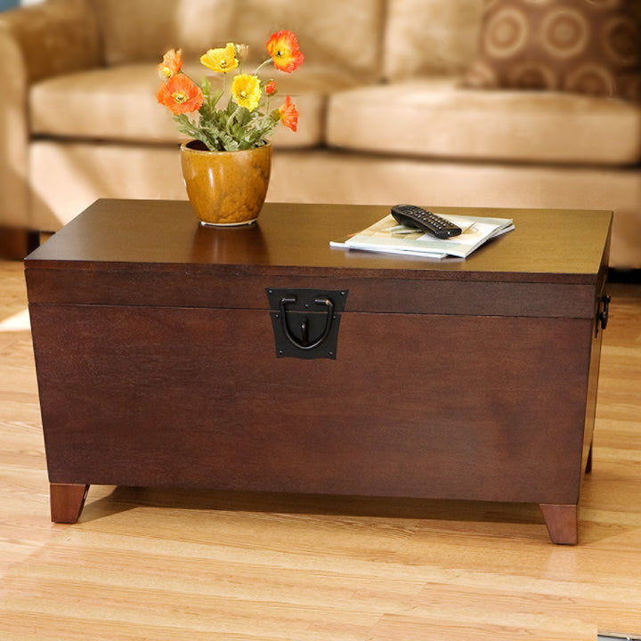 SEI Furniture Pyramid Storage Trunk Coffee Table Espresso - Diamond Home USA