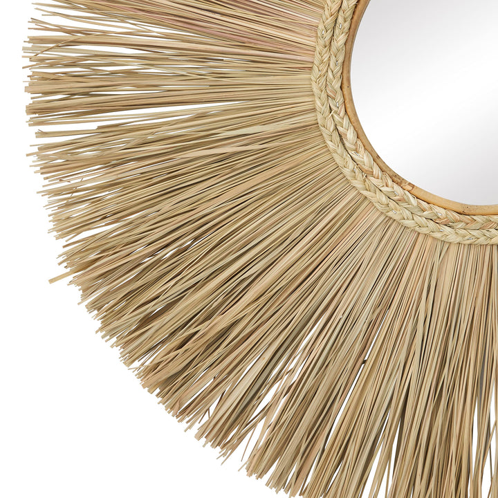 Brown Reed Bohemian Wall Mirror 32 X 2 Casual - Diamond Home USA