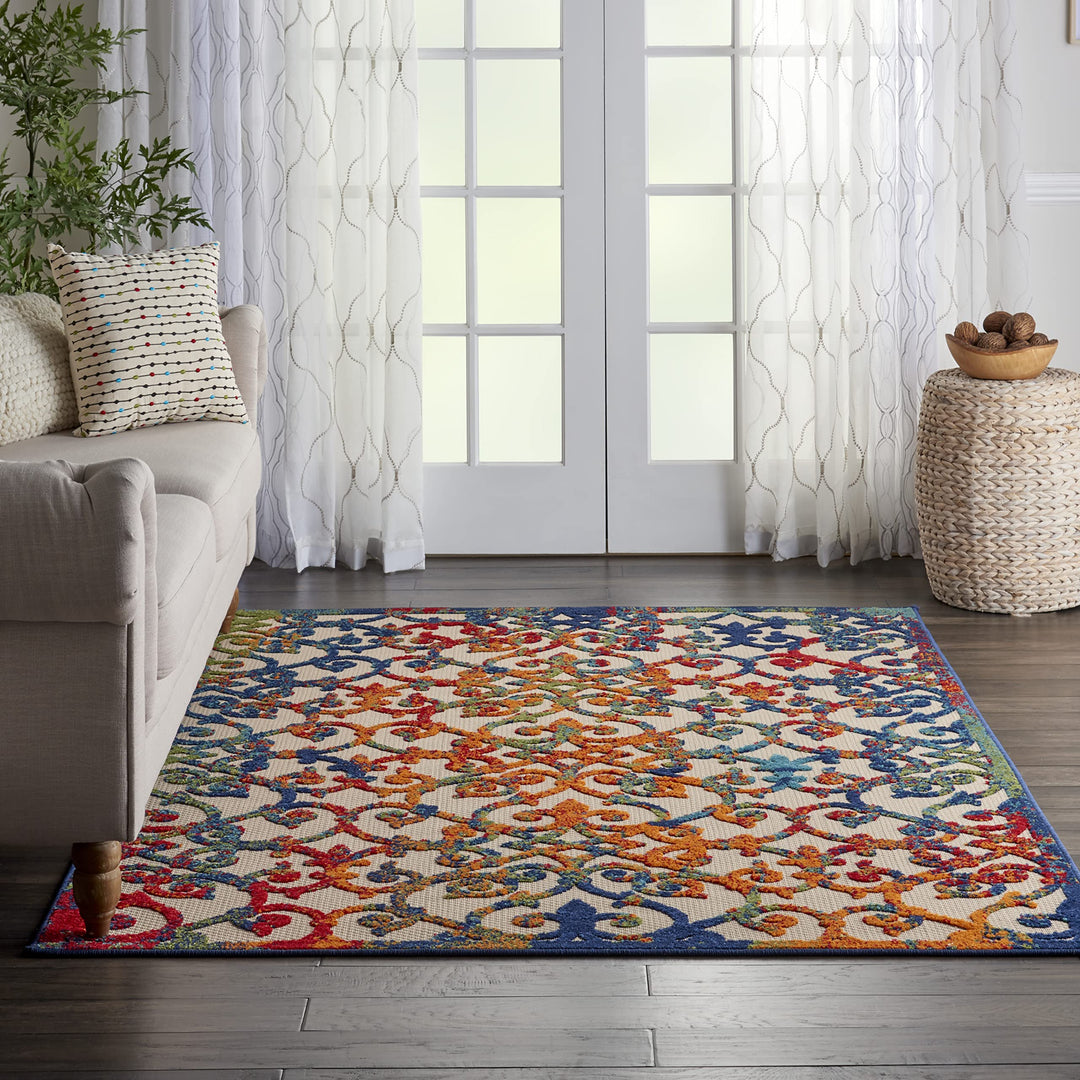 Nourison Aloha Transitional Scroll Indoor/Outdoor Damask Rug