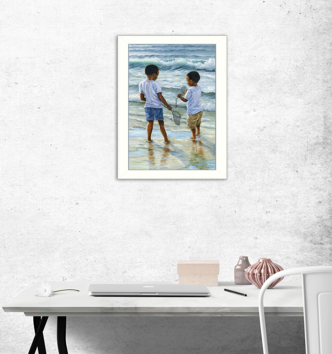 "Ocean Discoveries" By Georgia Janisse Printed Wall Art Ready To Hang Framed - Diamond Home USA