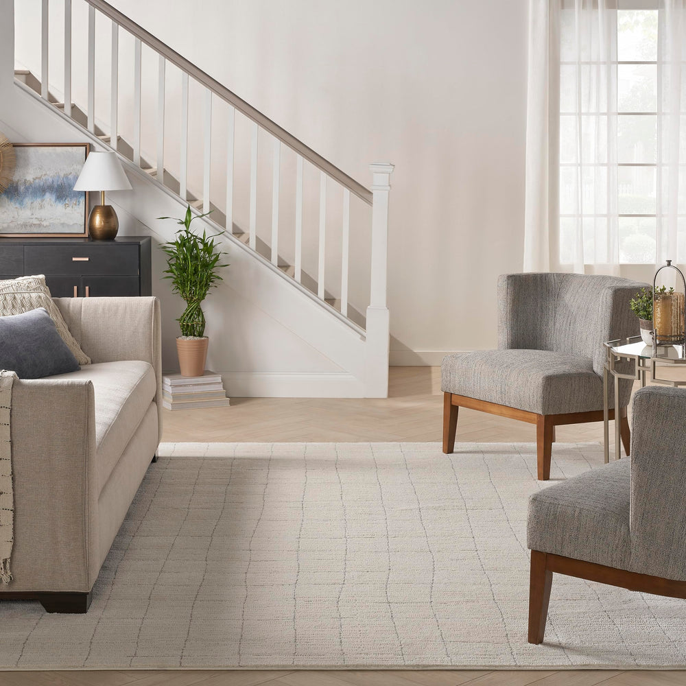 Nourison Andes Abstract Ivory Grey 3'11" x 5'11" Area Rug Easy Cleaning Non - Diamond Home USA