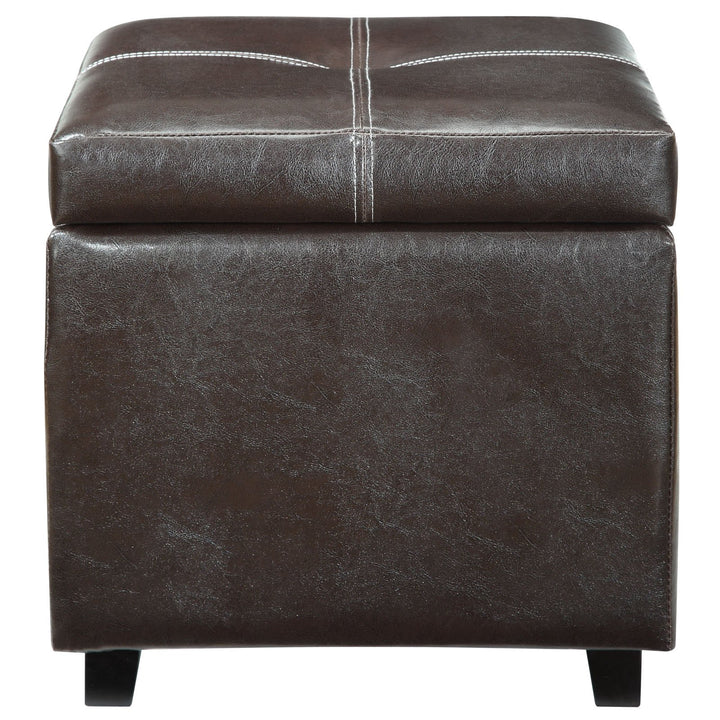 Modway Treasure Tufted Faux Leather Square Storage Ottoman Cube In Espresso