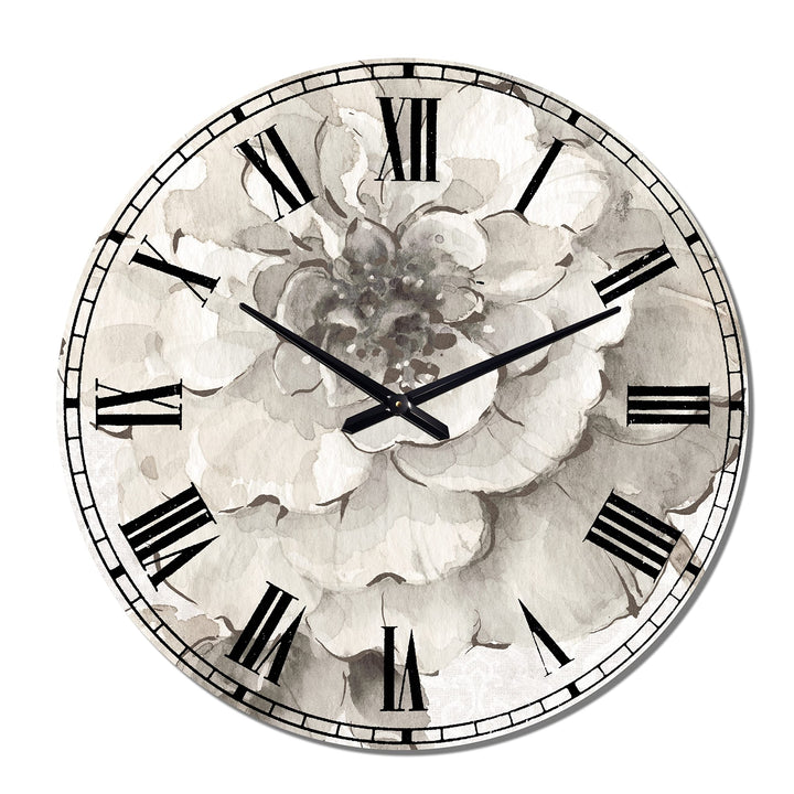 Design Art Designart 'Indigold Grey Peonies I' Farmhouse Large Wall Clock 23 in. - Diamond Home USA