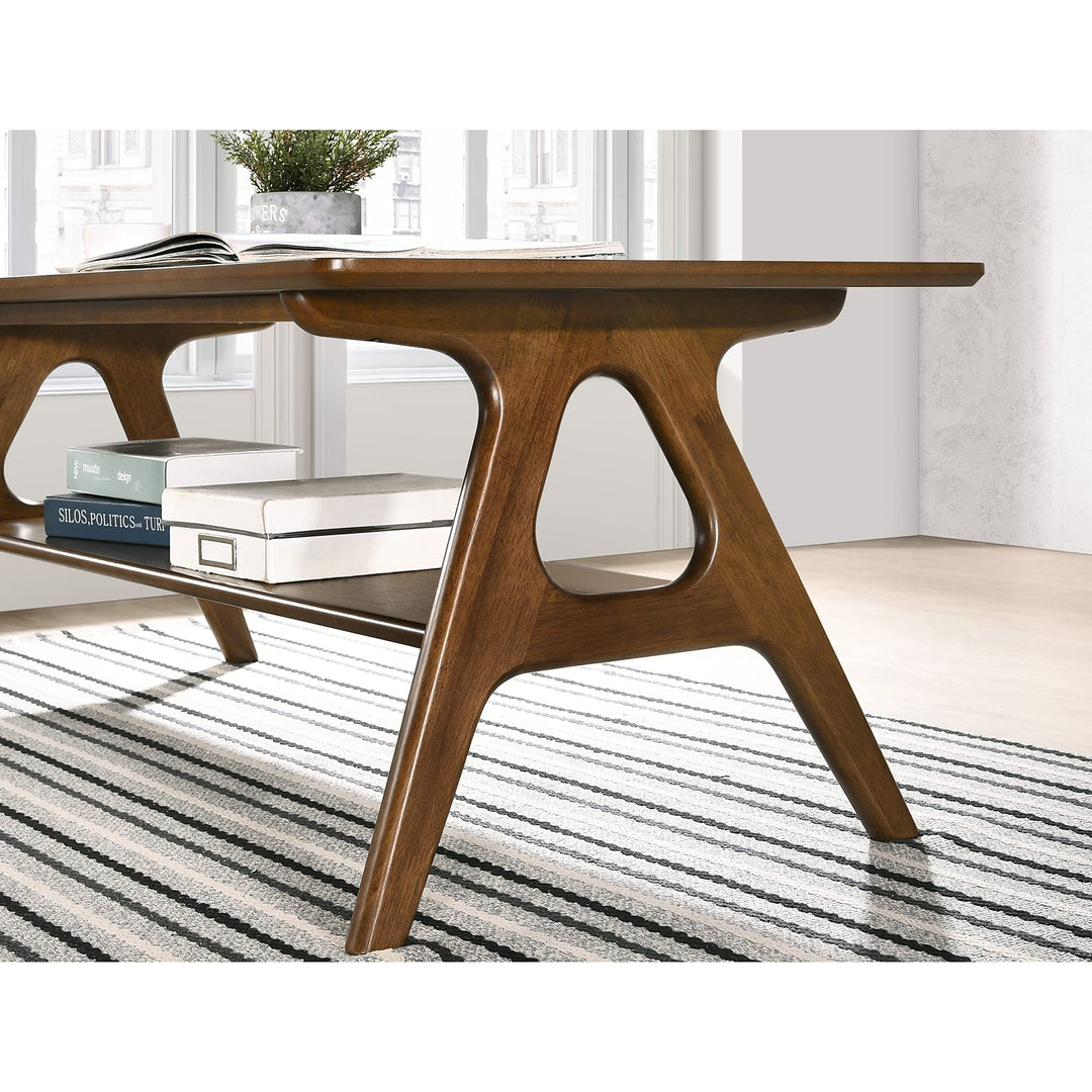 Mid-Century Modern Wood Coffee Table with Shelf Brown Mid-Century Rectangular - Diamond Home USA