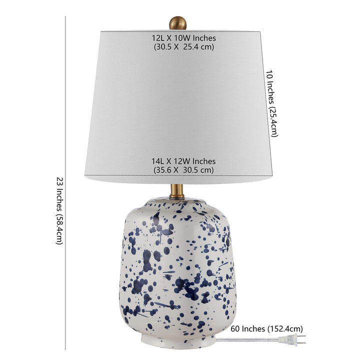 Lighting Navy Blue 23-inch Ceramic Led Table Lamp 14" W X 12" L 23" H Modern - Diamond Home USA