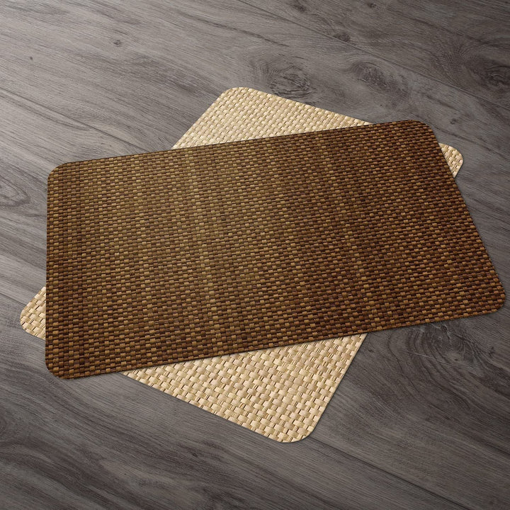 Natural Basket Weave Design Reversible Easy Plastic Placemat Set of 4 Made in - Diamond Home USA